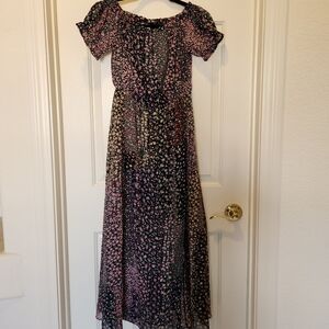 Lulus Floral Black and Pink Women's Dress